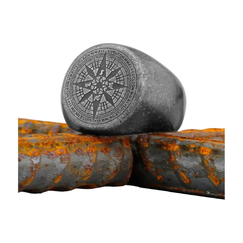 Vegvisir Wikinger Kompass Siegelring aus Edelstahl
