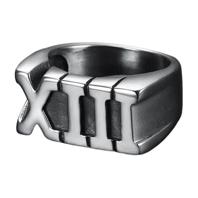 Anillo Sello con Número Romano XIII, Acero Inoxidable