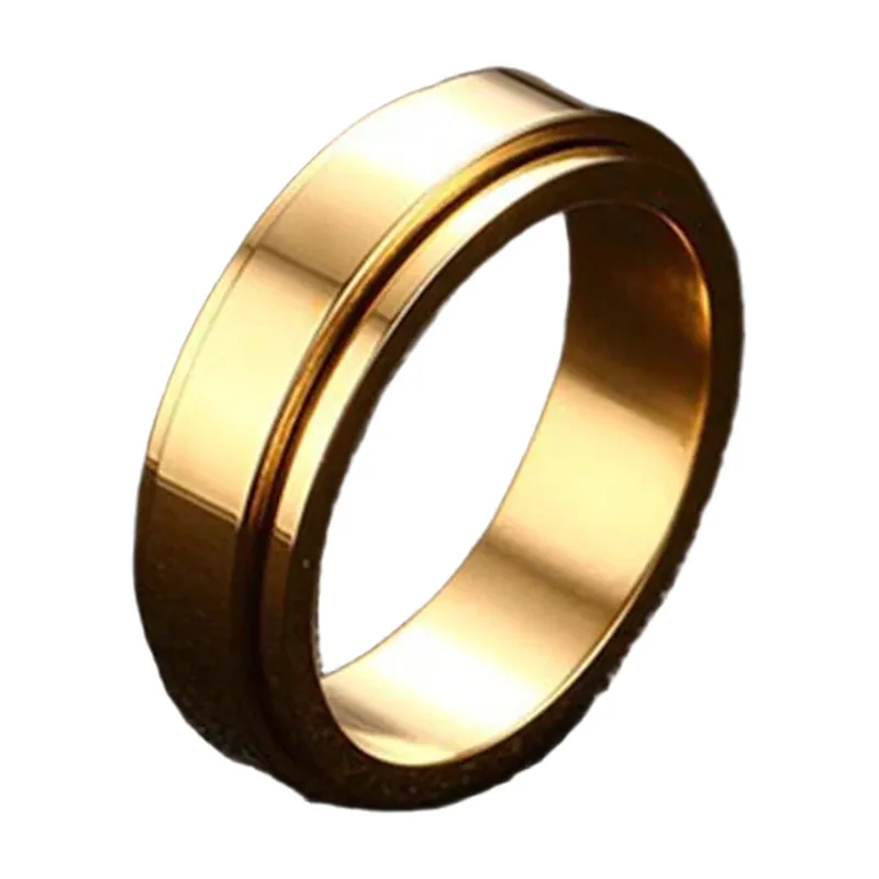 Polierter Herrenring mit zentraler Nut, Edelstahl