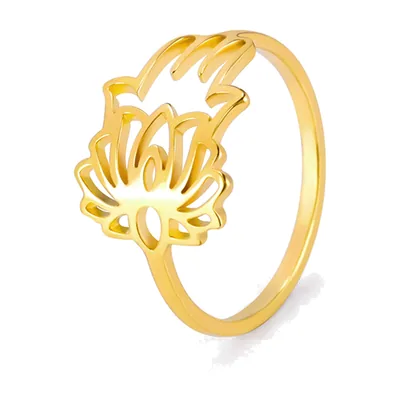Anello con Simbolo Lotus, Om e Unalome, Acciaio Inossidabile