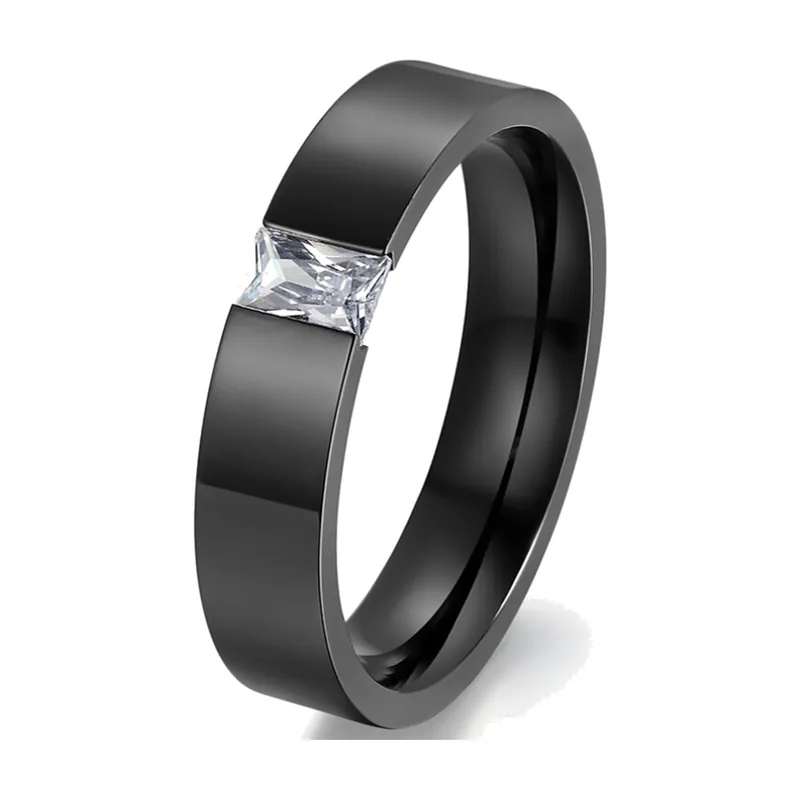 Bague avec Zirconium Taille Émeraude, Acier Inoxydable