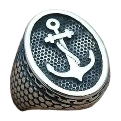 Anillo Sello de Ancla y Águila para Hombre, Acero Inoxidable 316L