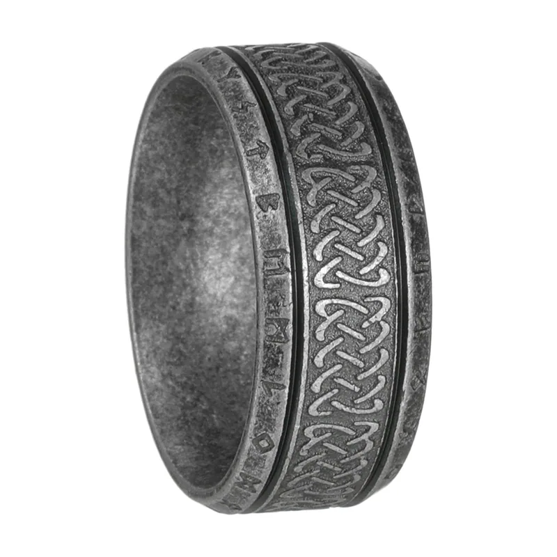 Keltischer Knoten Ring mit Nordischen Runen, Edelstahl