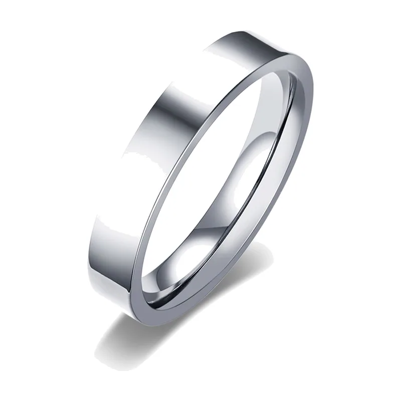 Plain Band Ring, Polished 4mm Simple Ring, Stainless Steel