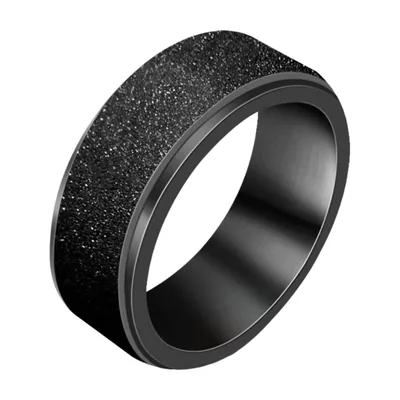 Anillo de Cruz y Jesús Negro, Acero Inoxidable 316L