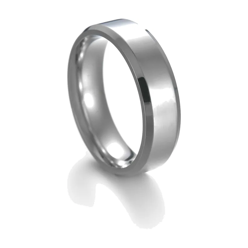 Bague à bords biseautés, acier inoxydable poli