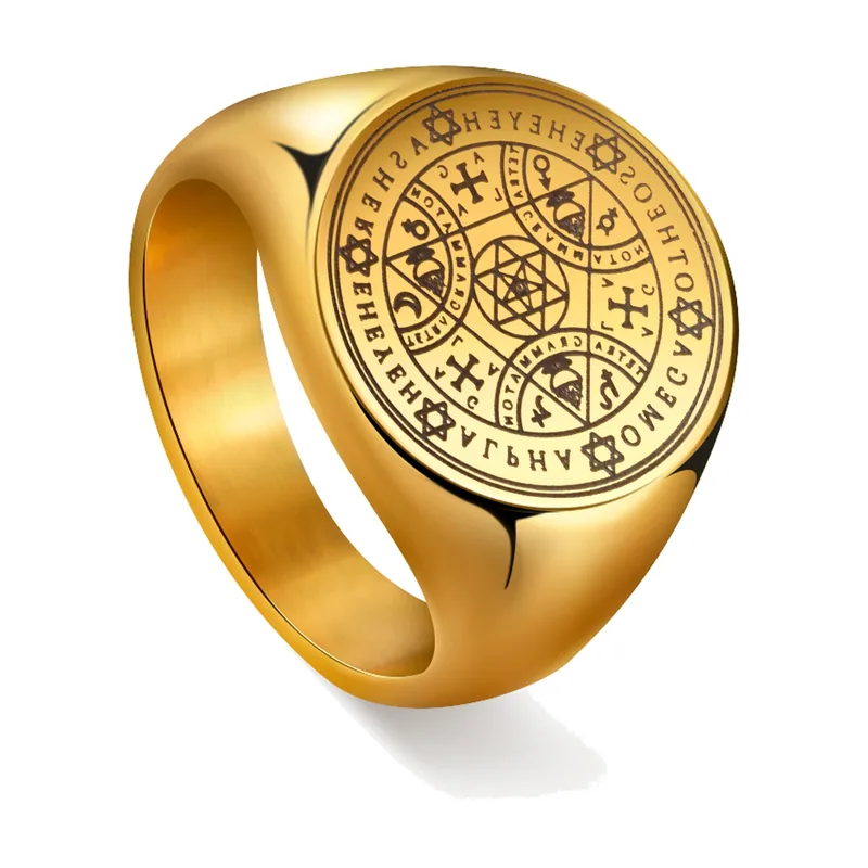 Anillo Sello Tetragrammaton AGLA, Acero Inoxidable