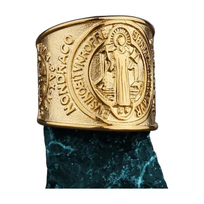 Anello Sigillo San Benedetto, Acciaio Inossidabile 316L
