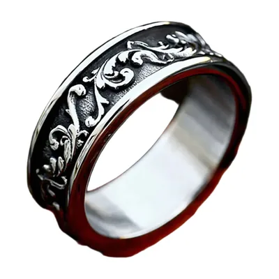 Viking Spindrift Engraved Band Ring, 316L Stainless Steel