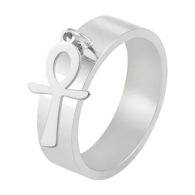 Anillo Símbolo Ankh para Hombre, 6mm Acero Inoxidable 316L