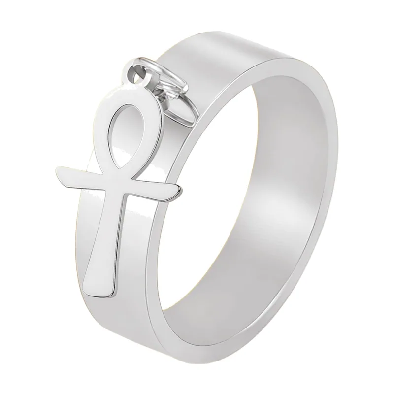 Bague Symbole Ankh, 6mm Acier Inoxydable 316L