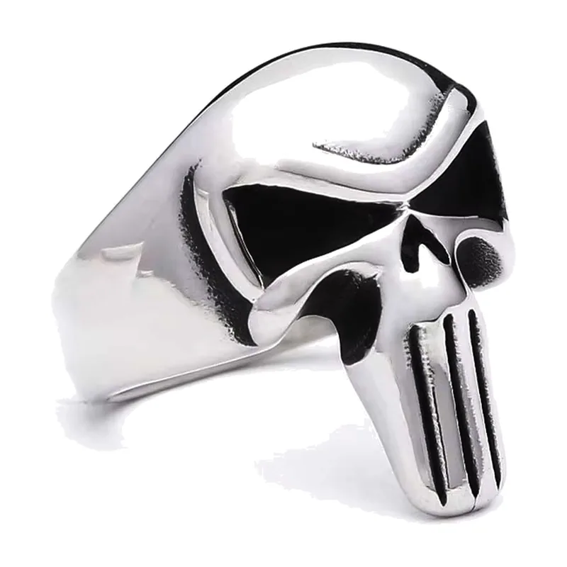 Totenkopf Statement-Ring im Gothic Biker Style, Edelstahl