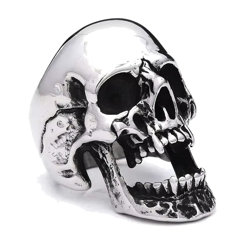 Anillo de Calavera Statement de Acero Inoxidable 316L, Estilo Biker