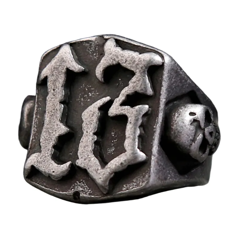 Anello Sigillo Gotico con Teschi, Acciaio Inossidabile