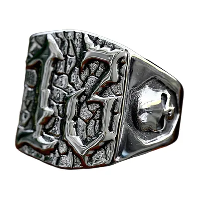 Gotischer Siegelring mit Totenkopf, Edelstahl 316L