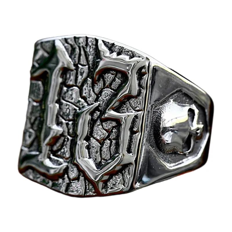 Anillo Sello Gótico con Calavera, Acero Inoxidable