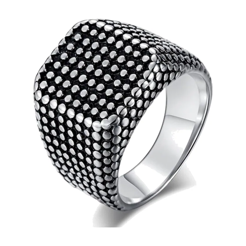 Quadratischer Biker-Siegelring mit schwarzen Zirkonia, Edelstahl
