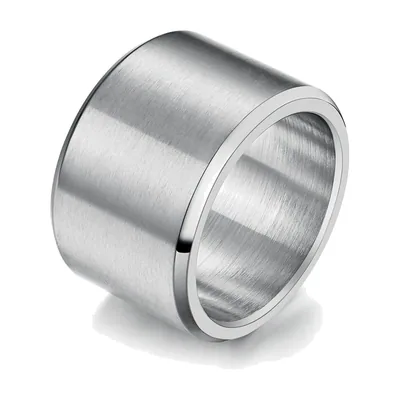 Brushed Wide Band Ring, 316L Stainless Steel
