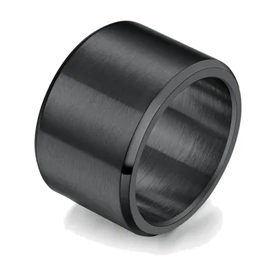 Wide Band Ring with Brushed Finish, Stainless Steel