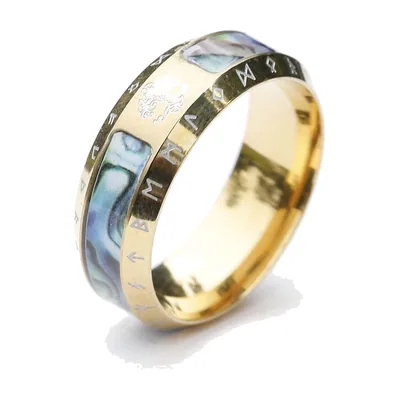 Yggdrasil Tree of Life Ring with Nordic Runes, Stainless Steel