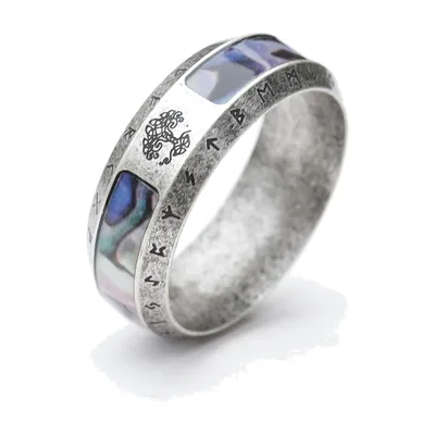 Yggdrasil Weltenbaum Ring mit Runen für Herren, Edelstahl