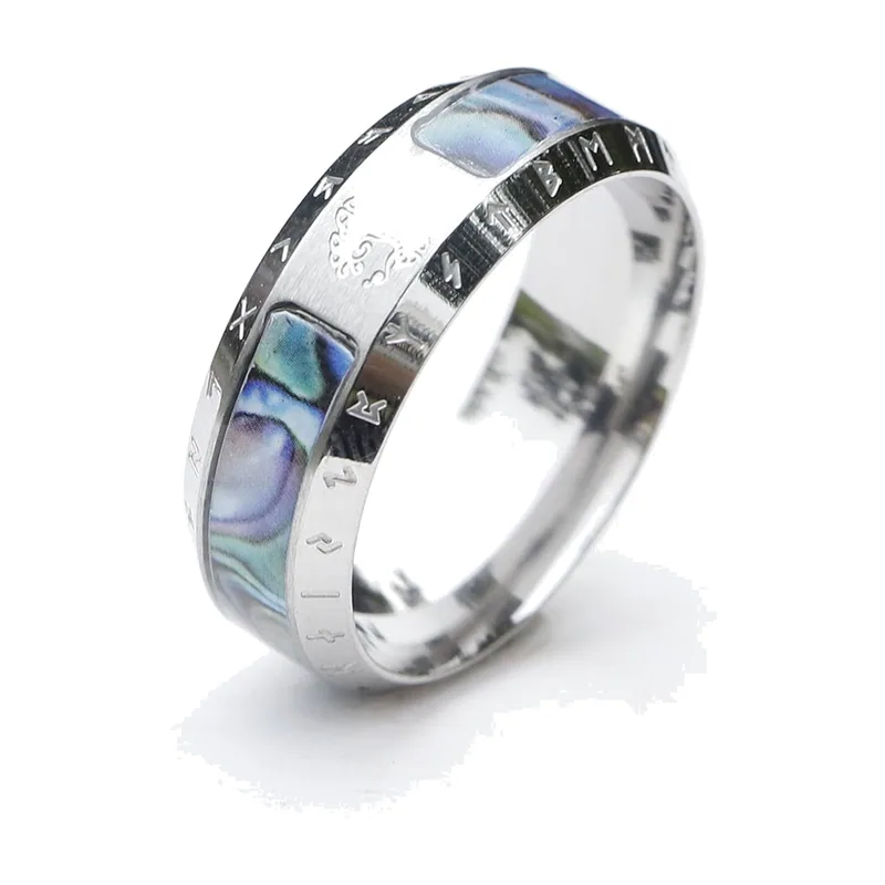 Yggdrasil Wikinger-Ring mit keltischem Knoten und Runen, Edelstahl