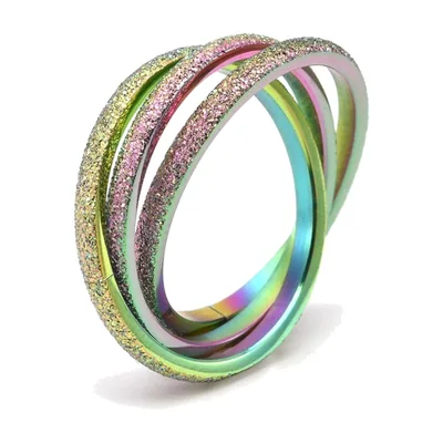 Intertwined Triple Band Ring with Frosted Finish, Stainless Steel