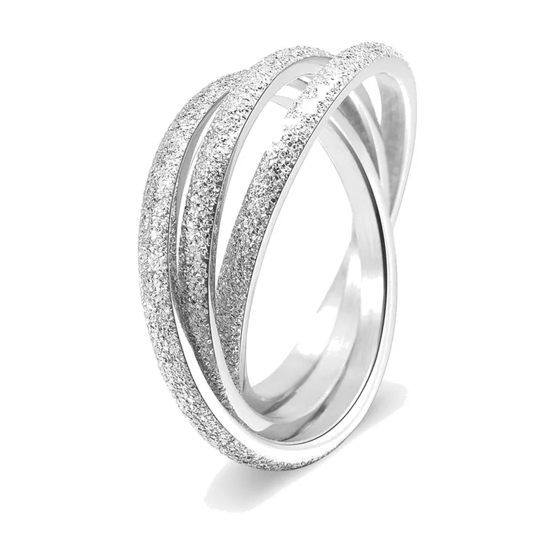 Anillo de Banda Entrelazada con Acabado Mate, Acero Inoxidable