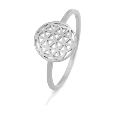 Flower of Life Geometric Ring, 316L Stainless Steel