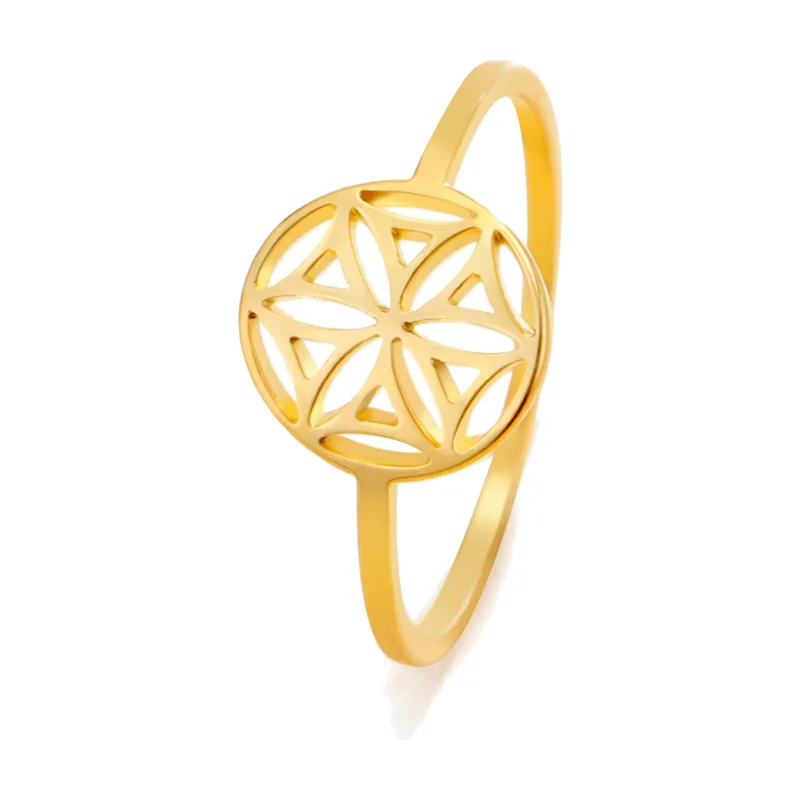 Blume des Lebens Geometrischer Ring, Edelstahl 316L