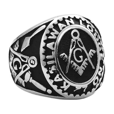 Masonic Square and Compass Signet Ring, 316L Stainless Steel