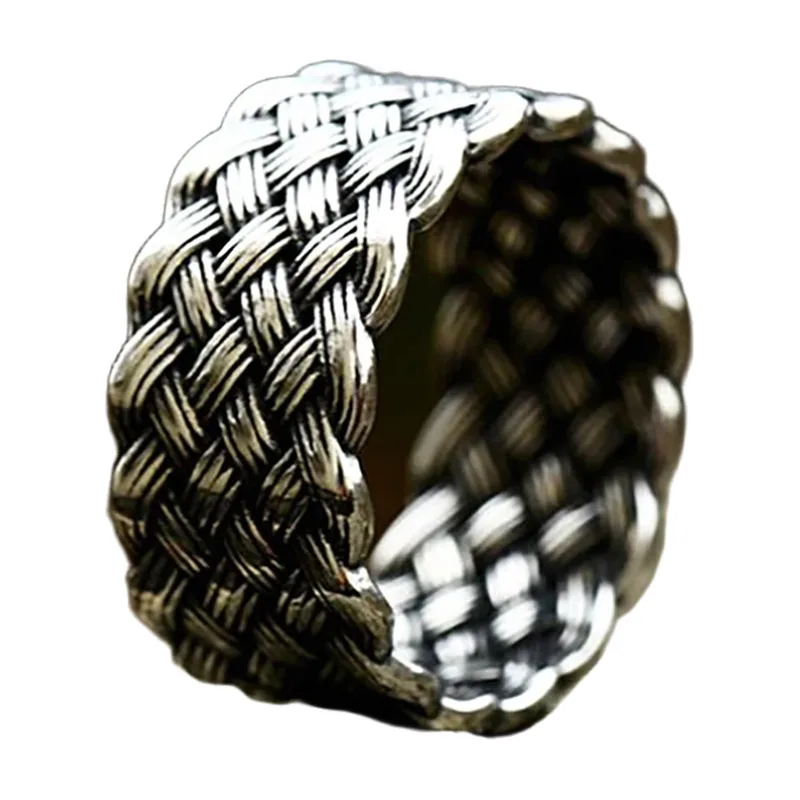 Wikinger Flechtring mit Antik-Finish, Edelstahl
