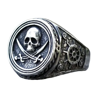 Skull and Crossed Swords Signet Ring, Stainless Steel