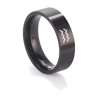Anillo del Signo Zodiacal Acuario, Acero Inoxidable 316L