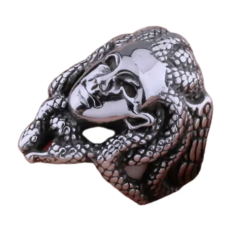 Anello Medusa a Tema Testa, Mitologia Greca, Acciaio Inossidabile