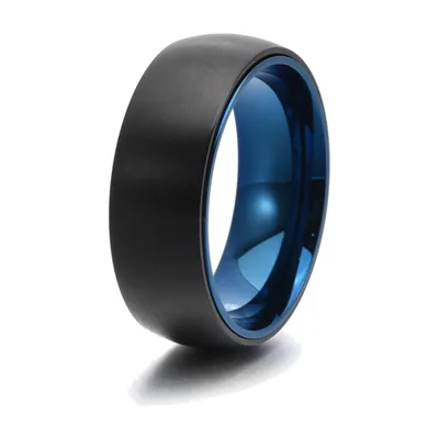 Anillo Spinner con banda interior azul, acero inoxidable