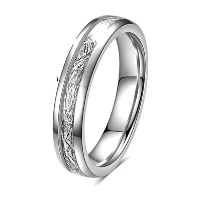 Meteorite Style Band Ring with Frosted Texture, Stainless Steel