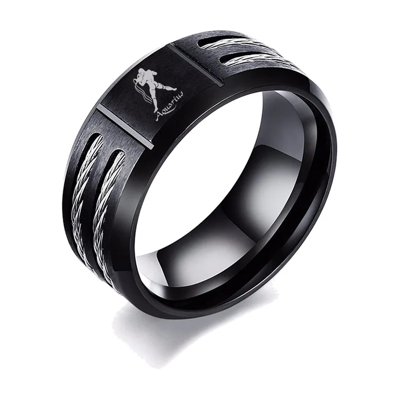 Bague Aquarius avec Détails Torsadés, Acier Inoxydable