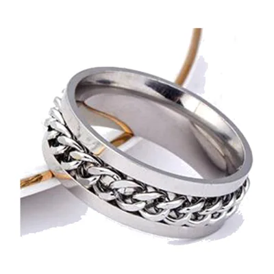 Bague Spinner avec motif Chaîne Cubaine, Acier Inoxydable