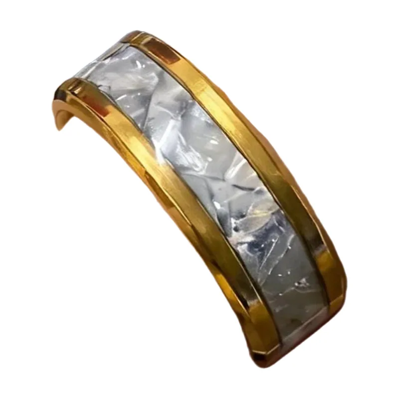 Herren Ring mit weißem Schimmer-Inlay, Edelstahl