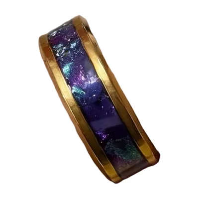 Anillo de 8mm con incrustación iridiscente, acero inoxidable