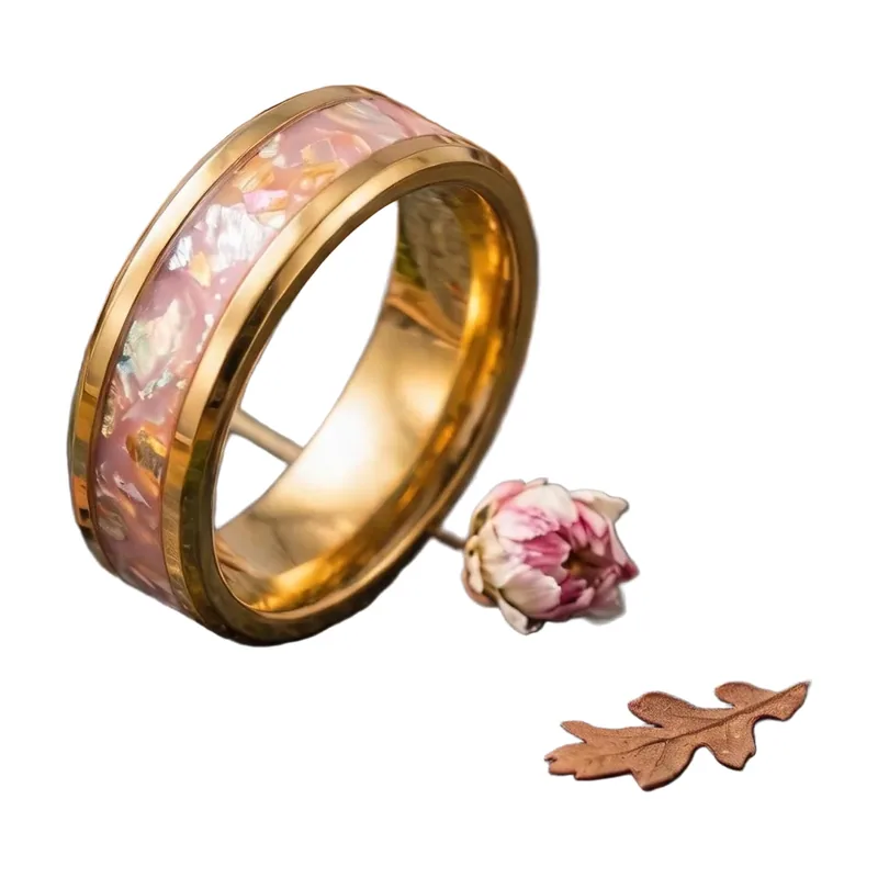 Herren Ring mit mehrfarbiger Glitzer-Inlay, Edelstahl