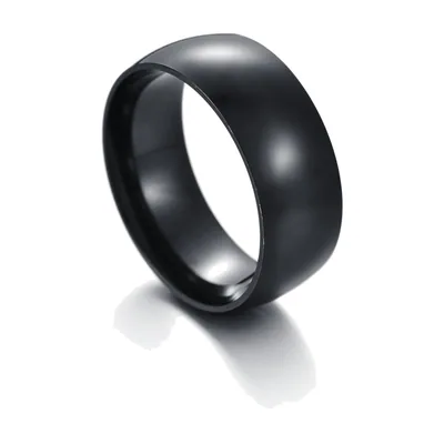 Anillo de Banda Sencillo, 6mm Negro Mate, Acero Inoxidable
