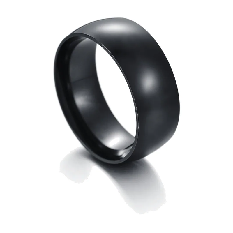 Plain Band Ring, 6mm Matte Black, Stainless Steel