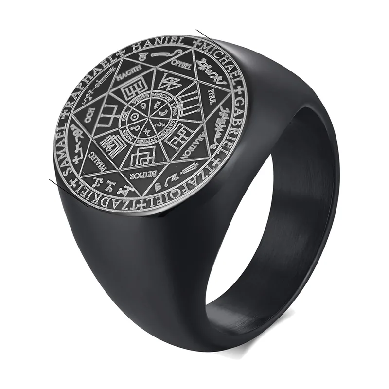 Siegelring mit Salomonssiegel, 316L Edelstahl