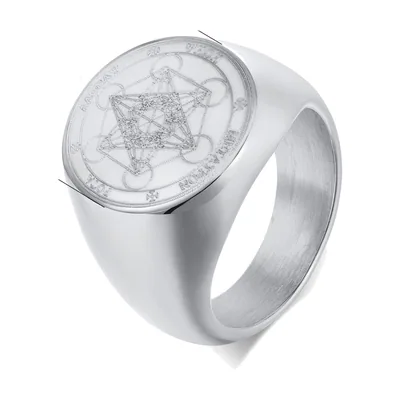 Anillo Sigilo del Sello de Salomón, Acero Inoxidable 316L