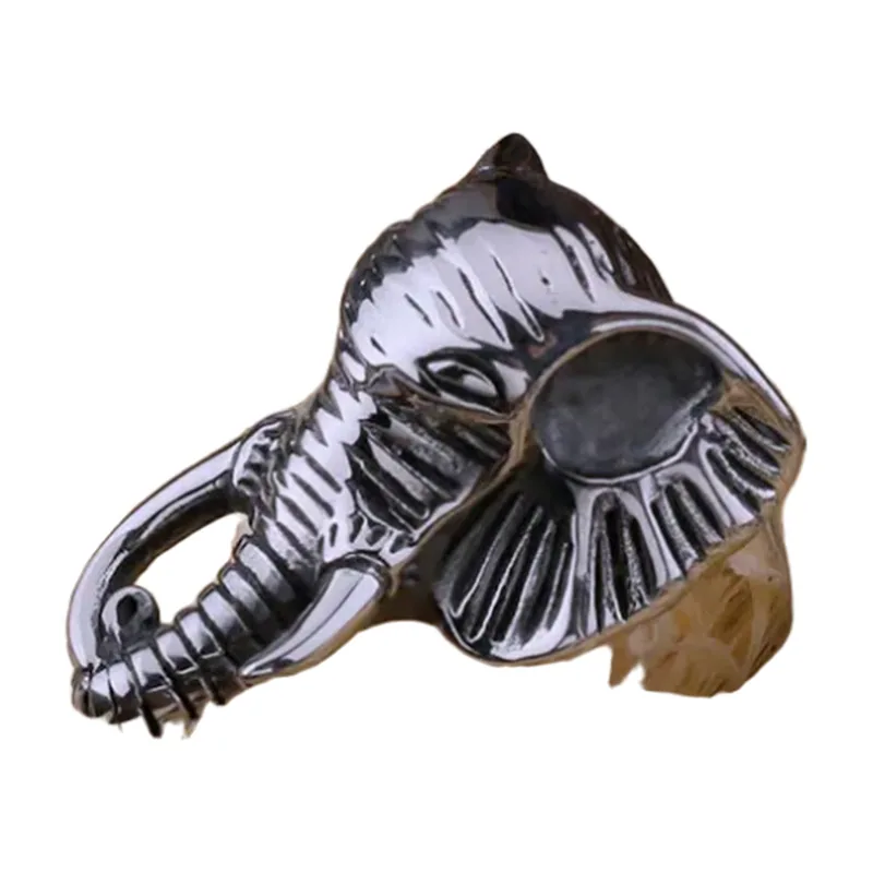 Elephant Head Statement Ring, 316L Stainless Steel