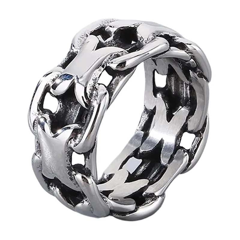 Cuban Link Chain Ring, 316L Stainless Steel