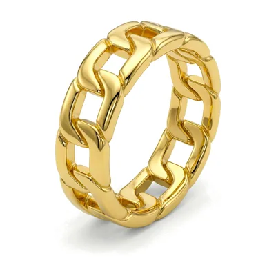 Bague à Maillons Cubains, Acier Inoxydable Poli