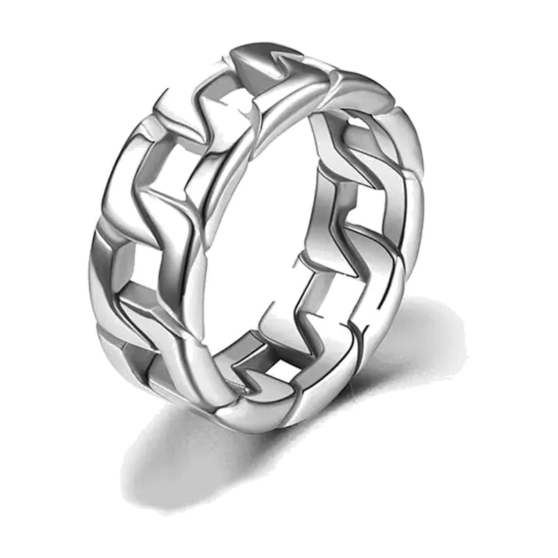 Herrenring mit Cuban Chain Design, Edelstahl